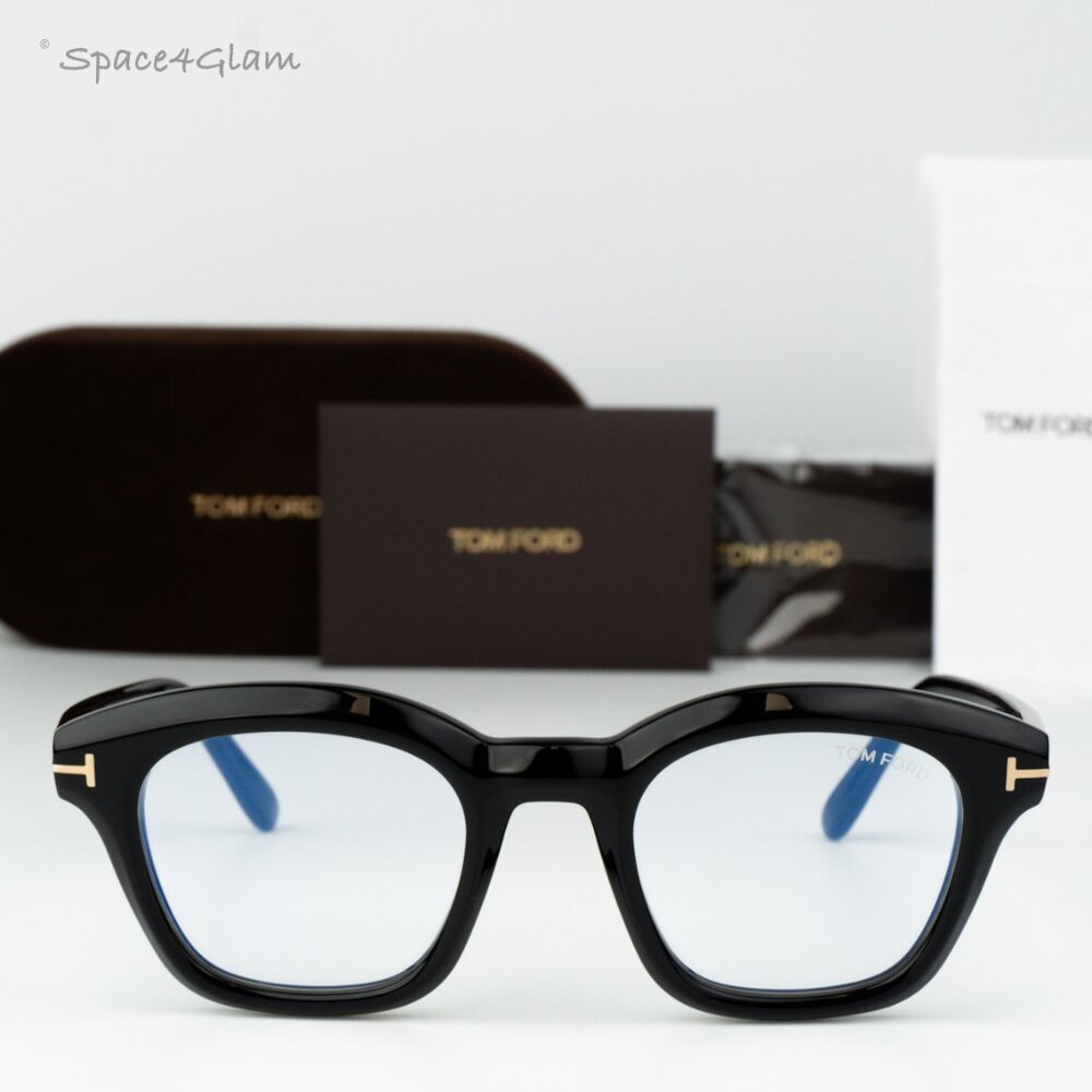 Tom Ford Men Eyeglasses Black Blue Light Block Square FT5961-B 001 NEW AUTHENTIC